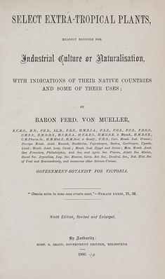 11069
          <br/>
          Select extra-tropical plants, readily eligible for industrial culture or naturalisation, with indications of their native countries and some of their uses.
          <br/>
          <em></em>